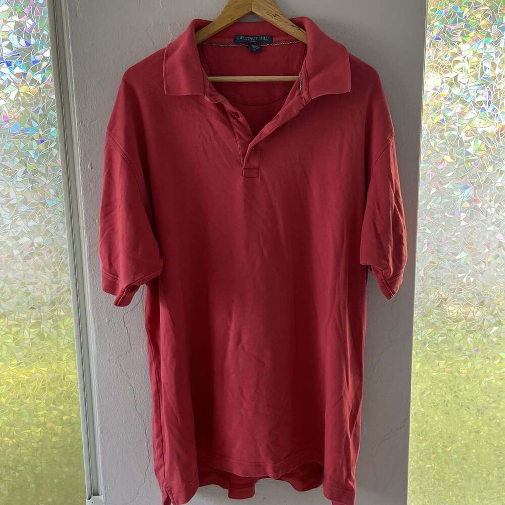 Chestnut Hill Men's Red Short Sleeve Collared Polo Shirt XL